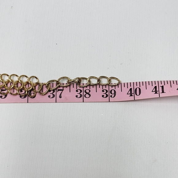 Elegant Gold Tone Chain Beaded Belt Cream Tan Clear Beads - Picture 7 of 8